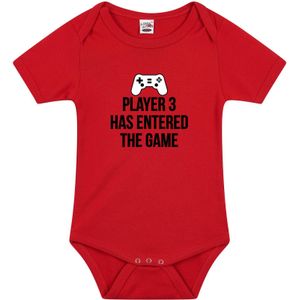 Player 3 entered the game tekst baby rompertje rood jongens en meisjes - Kraamcadeau/ Vaderdag cadeau game liefhebber