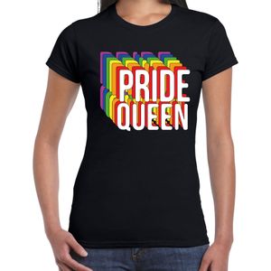 Bellatio Decorations Pride Queen regenboog / LGBTQ Dames t-shirt - zwart