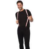 Carnaval verkleedset bretels en stropdas - licht roze - volwassenen/unisex- feestkleding accessoires