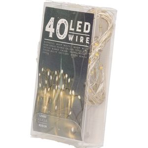 Draadverlichting lichtsnoer met 40 lampjes warm wit op batterij 420 cm - Lichtdraden/lichtsnoeren - kerstverlichting
