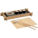2x stuks bamboe sushi servies/serveerset voor 1 persoon 6-delig - Sushi eetset