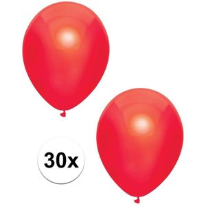 30x Rode metallic ballonnen 30 cm - Feestversiering/decoratie ballonnen rood