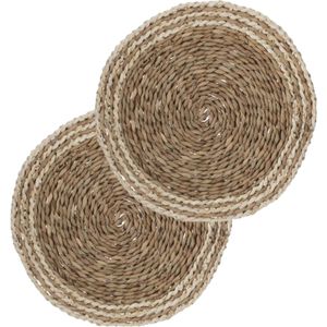 Set van 6x stuks placemats zeegras naturel - 38 cm - Tafel onderleggers