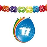Folat Party 11e jaar verjaardag feestartikelen versiering - 16x ballonnen/2x slingers van 6 meter
