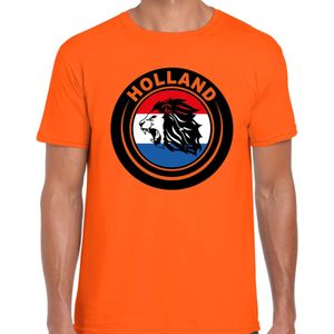 Oranje fan t-shirt voor heren - Holland met leeuw en vlag - Holland / Nederland supporter - EK/ WK shirt / outfit