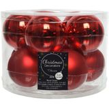 20x Kerst rode glazen kerstballen 6 cm - glans en mat - Glans/glanzende - Kerstboomversiering kerst rood