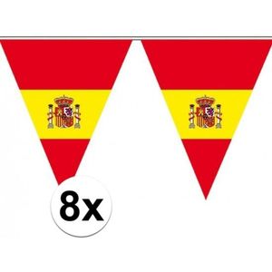 8x Spanje supporter vlaggenlijnen 5 meter - Spaans thema - Spaanse vlag decoratie