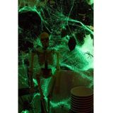 2x Witte spinnenwebben decoratie glow in the dark 500 gram - Halloween/horror decoratie/versiering - Spinnenwebben