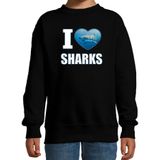 I love sharks sweater met dieren foto van een haai zwart voor kinderen - cadeau trui haaien liefhebber - kinderkleding / kleding