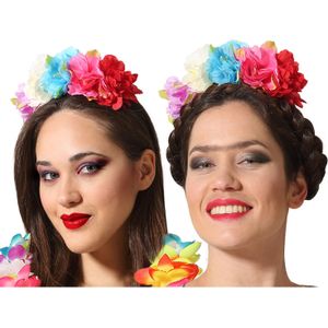 Halloween/horror verkleed diadeem/tiara - met grote bloemen - kunststof - voor dames/meisjes