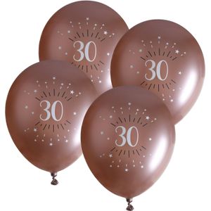 Santex verjaardag leeftijd ballonnen 30 jaar - 24x stuks - rosegoud - 30 cm - Feestartikelen