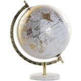Items Wereldbol Globe - goudkleurig - decoratie - op marmeren standaard - 22 x 30 cm