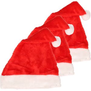 10x stuks pluche kerstmutsen voor kinderen - Met nepbont randje - kerstmutsen - 52 cm