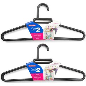 Set van 16x stuks kunststof kledinghangers zwart 41 cm - Kledingkast - Kleding ophangen - Kleerhangers