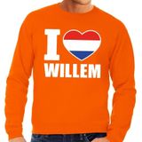 Oranje I love Willem grote maten sweatshirt heren - Oranje Koningsdag/ Holland supporter kleding