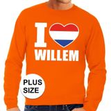 Oranje I love Willem grote maten sweatshirt heren - Oranje Koningsdag/ Holland supporter kleding