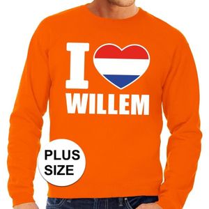 Oranje I love Willem grote maten sweatshirt heren - Oranje Koningsdag/ Holland supporter kleding