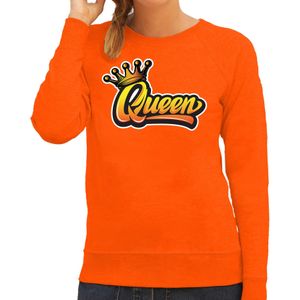 Oranje Koningsdag Queen sweater - oranje - dames -  koningin trui / kleding / outfit
