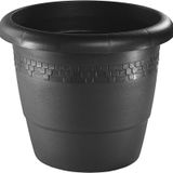 Bloempot/plantenpot antraciet kunststof diameter 30 cm - Hoogte 24 cm - Buiten gebruik