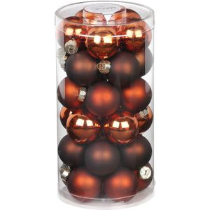 60x stuks kleine glazen kerstballen kastanje bruin 4 cm - Kerstboomversiering/kerstversiering