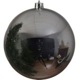 1x Grote zilveren kunststof kerstballen van 25 cm - glans - Kerstversiering zilver