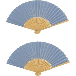 Spaanse handwaaier - 4x - pastelkleuren - korenblauw - bamboe/papier - 21 cm