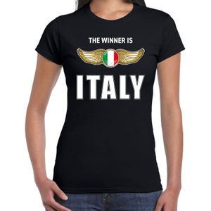 The winner is Italy / Italie t-shirt zwart voor dames - landen supporter shirt / kleding - Songfestival / EK / WK