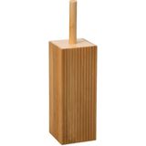 5Five 2x stuks WC-/toiletborstel met houder rechthoekig bamboe 37 cm