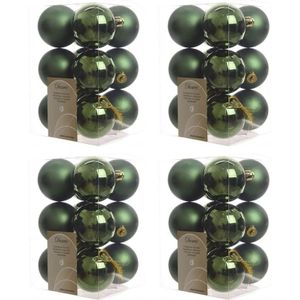 48x Donkergroene kunststof kerstballen 6 cm - Mat/glans - Onbreekbare plastic kerstballen - Kerstboomversiering donkergroen
