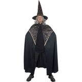 Funny Fashion Tovenaars verkleed cape/hoed - volwassenen - zwart met sterren - Carnaval kostuum