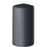 8x Antraciet grijze cilinderkaarsen/stompkaarsen 6 x 12 cm 45 branduren - Geurloze kaarsen antraciet grijs - Woondecoraties