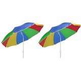 Set van 2x Regenboog gekleurde parasol 180 cm - Voordelige parasols
