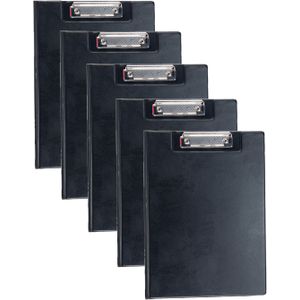 Clipboard/klembord/memobord voor documenten - 5x - zwart - A4 formaat - kunststof