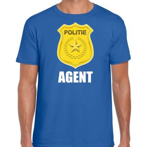 Agent politie embleem t-shirt blauw voor heren - politie - verkleedkleding / carnaval kostuum