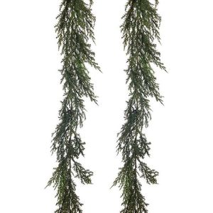 Louis Maes kunstplant takken slinger Cipres - 2x - groen - 180 cm - veel takjes - Cipressen