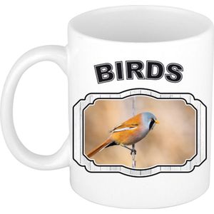 Dieren liefhebber baardmannetje vogel mok 300 ml - kerramiek - cadeau beker / mok vogels liefhebber