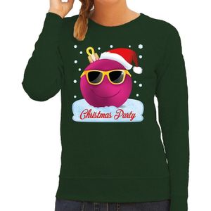 Foute kersttrui / sweater groen Chirstmas party - roze coole kerstbal voor dames - kerstkleding / christmas outfit