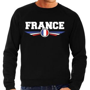 Frankrijk / France landen sweater met Franse vlag - zwart - heren - landen sweater / kleding - EK / WK / Olympische spelen outfit