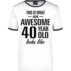 Awesome 40 year - geweldige 40 jaar wit/zwart ringer cadeau t-shirt heren -  Verjaardag cadeau