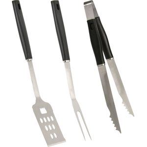 BBQ/barbecue gereedschap set 3-delig RVS - tang - vork - spatel