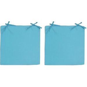 4x Stoelkussens voor binnen- en buitenstoelen in de kleur lichtblauw 40 x 40 cm - Tuinstoelen kussens