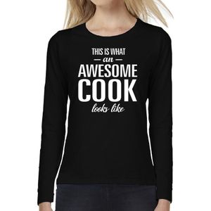 Awesome Cook - geweldige kokkin cadeau shirt long sleeve zwart dames - beroepen shirts / Moederdag / verjaardag cadeau