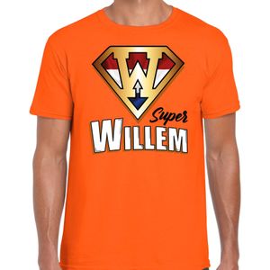 Koningsdag t-shirt super Willem - oranje - heren - koningsdag outfit / kleding