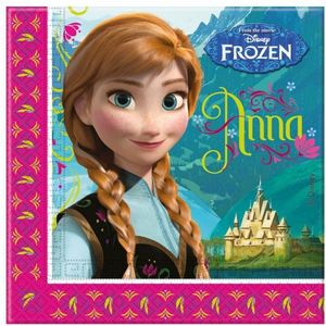 20x Frozen themafeest servetten Disney 33 x 33 cm papier - Kinderfeestje papieren wegwerp tafeldecoraties