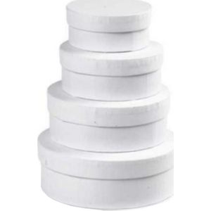 Ronde witte hobby of opslag dozen set in 4-formaten 8/10/12/14 cm diameter