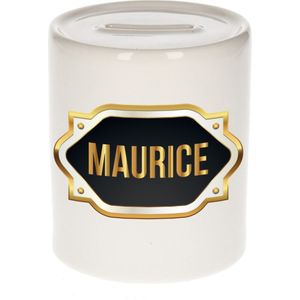 Maurice naam cadeau spaarpot met gouden embleem - kado verjaardag/ vaderdag/ pensioen/ geslaagd/ bedankt