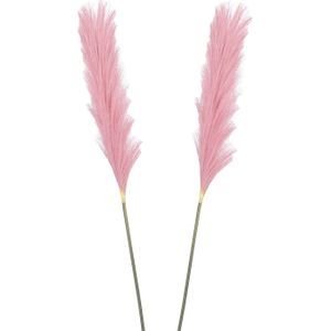 Mica Decorations Pluimgras losse steel/tak - 2x - roze - 104 cm - Decoratie kunst bloemen