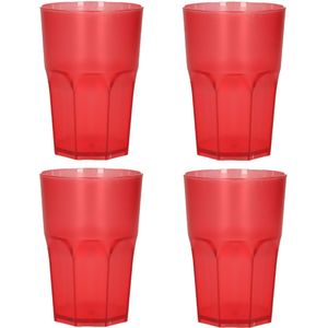 Limonade/drinkbeker onbreekbaar kunststof - 8x - rood - 430 ml - 12 x 9 cm - camping bekers