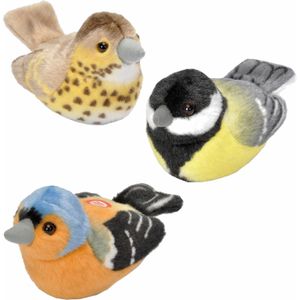 Set van 3x Stuks Pluche Vogels Knuffels van 14 cm met Geluid