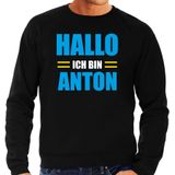 Apres ski trui Hallo ich bin Anton zwart  heren - Wintersport sweater - Foute apres ski outfit/ kleding/ verkleedkleding